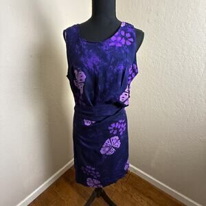 Young Fashion Batik “301” Purple & Navy Sleeveless Hawaiian Dress NWT Size L